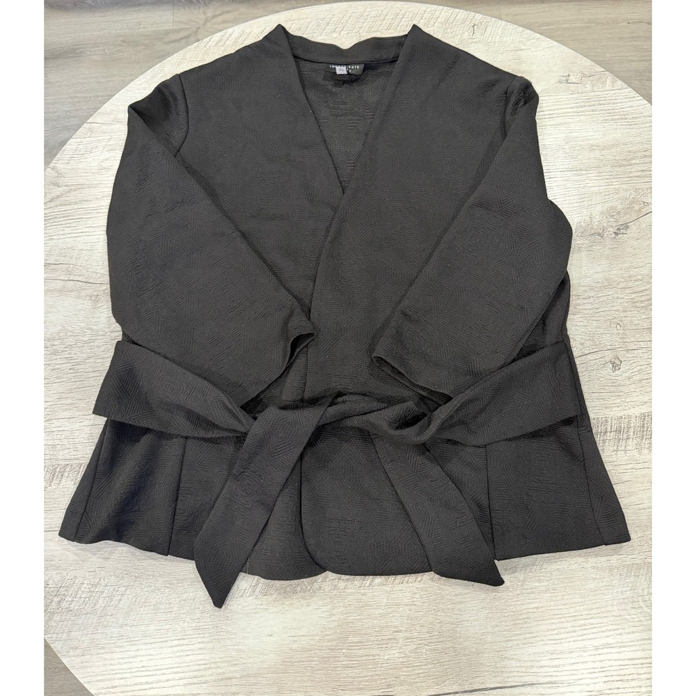 Ingredients Petite XLP Black Textured Open Front Tie Jacket Cardigan Stretch